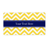 Pineappel White LG Chevron Navy Blue Name Monogram Etiket (Voorkant)