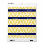 Pineappel White LG Chevron Navy Blue Name Monogram Etiket (Full Sheet)