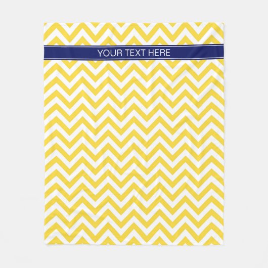 Pineappel White LG Chevron Navy Blue Name Monogram Fleece Deken (Voorkant)