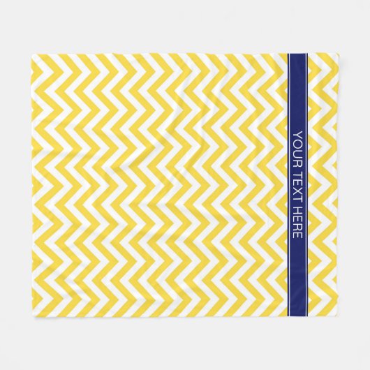 Pineappel White LG Chevron Navy Blue Name Monogram Fleece Deken (Voorkant (Horizontaal))