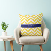 Pineappel White LG Chevron Navy Blue Name Monogram Kussen (Stoel)