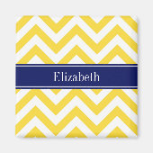 Pineappel White LG Chevron Navy Blue Name Monogram Magneet (Voorkant)