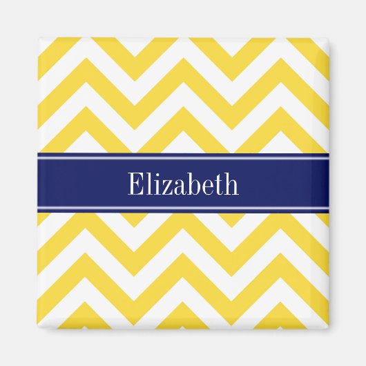 Pineappel White LG Chevron Navy Blue Name Monogram Magneet (Voorkant)