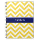 Pineappel White LG Chevron Navy Blue Name Monogram Notitieboek (Voorkant)