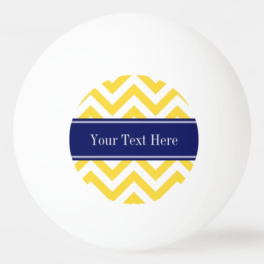 Pineappel White LG Chevron Navy Blue Name Monogram Pingpongbal (Achterkant)