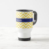 Pineappel White LG Chevron Navy Blue Name Monogram Reisbeker (Voorkant rechts)