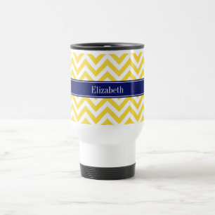 Pineappel White LG Chevron Navy Blue Name Monogram Reisbeker