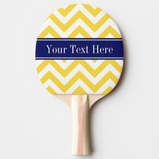 Pineappel White LG Chevron Navy Blue Name Monogram Tafeltennisbatje (Voorkant)