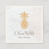 Pineappel White Wood Calling Card Vierkante Visitekaartje (Voorkant)