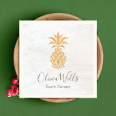 Pineappel White Wood Calling Card Vierkante Visitekaartje
