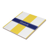 Pineappel White XL Stripes, Navy 5c Name Monogram Tegeltje (Zijkant)