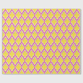 Pineappel Yellow Hot Pink White Moroccan #4DS Cadeaupapier (Vlak)
