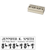 Pineappeladres tropische vogelbroed Flamingo Palm Rubberstempel (Gestempeld)