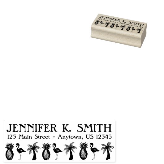Pineappeladres tropische vogelbroed Flamingo Palm Rubberstempel (Gestempeld)