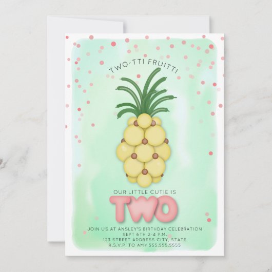 Pineappelballon Roze Twotti Fruitti Birthday Kaart (Voorkant)