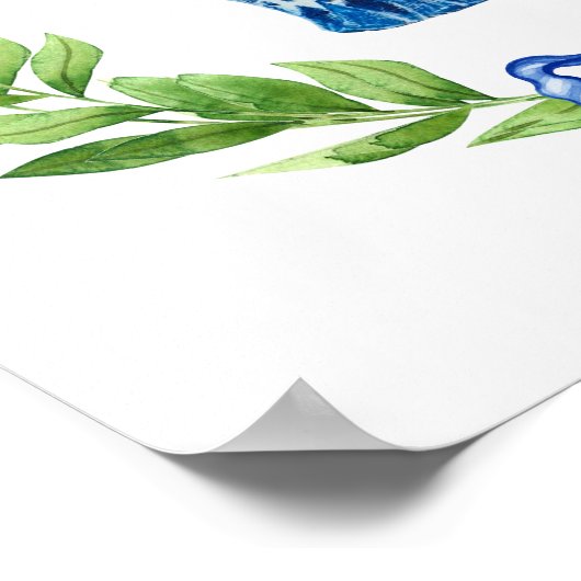 Pineappelblauw en wit Ginger Jar-Poster afdrukken Poster (Hoek)