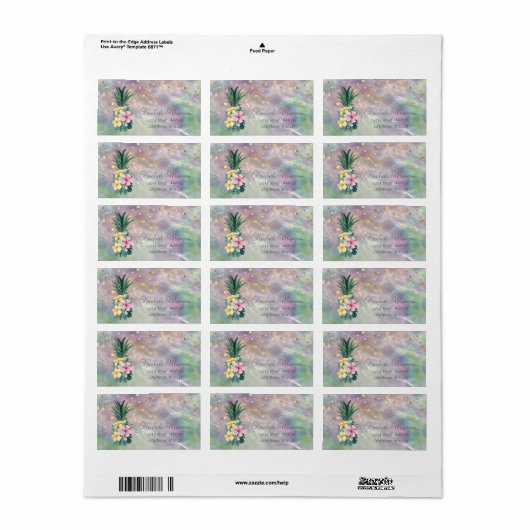 Pineappelbloemen Confetti Holographic Pearl Etiket (Full Sheet)