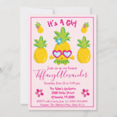 Pineappelfeest Het is een meisje Baby shower Fun Kaart (Voorkant)
