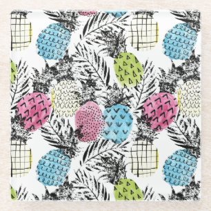 Pineappelgrunge-palmen Glazen Onderzetter