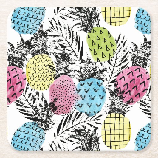 Pineappelgrunge-palmen Kartonnen Onderzetters (Voorkant)