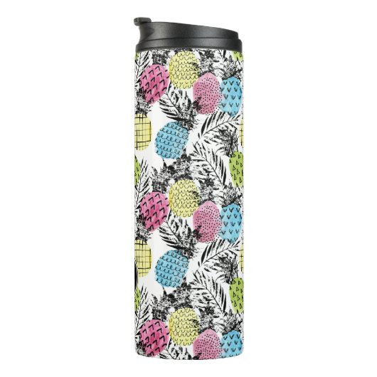 Pineappelgrunge-palmen | Monogram Thermosbeker (Geroteerd rechts)