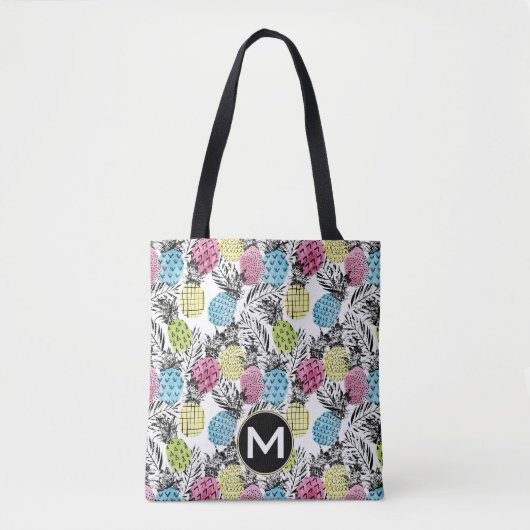 Pineappelgrunge-palmen | Monogram Tote Bag (Voorkant)