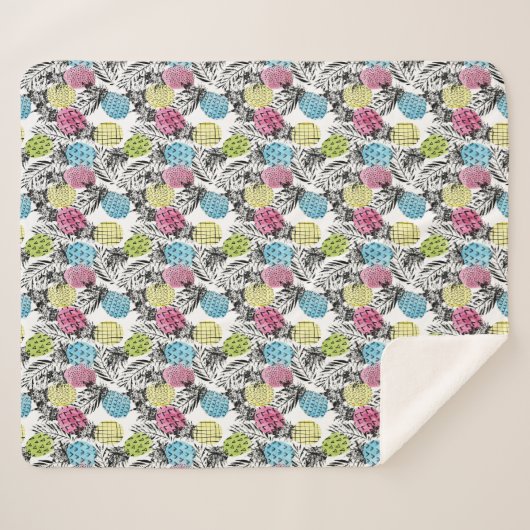 Pineappelgrunge-palmen Sherpa Deken (Voorkant (horizontaal))