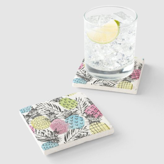 Pineappelgrunge-palmen Stenen Onderzetter (Zijkant)