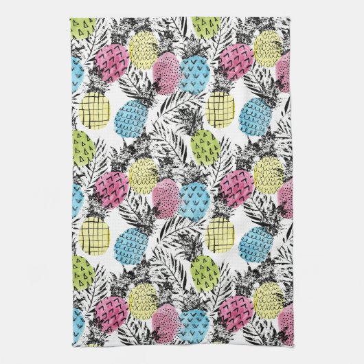 Pineappelgrunge-palmen Theedoek (Verticaal)