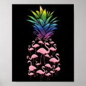 Pineappelliefde voor Cute en Lovely Pink Flamingo  Poster (Voorkant)
