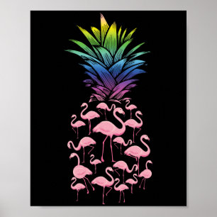 Pineappelliefde voor Cute en Lovely Pink Flamingo Poster