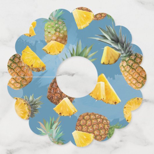 Pineappelpatroon 2 wijnglaslabel (Voorkant)