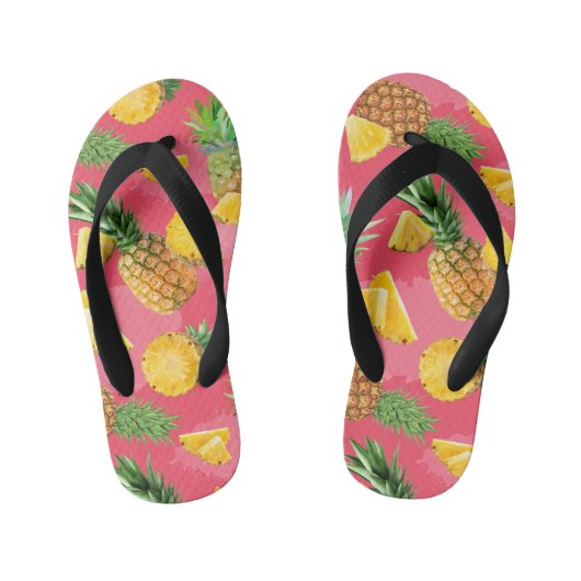 Pineappelpatroon 5 kinder teenslippers (Voetbed)