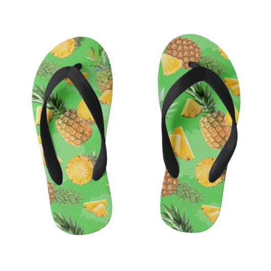 Pineappelpatroon 6 kinder teenslippers (Voetbed)