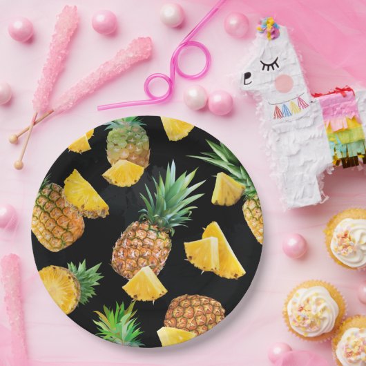 Pineappelpatroon 8 papieren bordje (Feest)