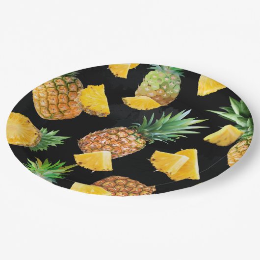 Pineappelpatroon 8 papieren bordje (Gekanteld)