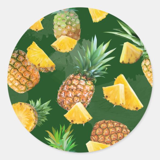 Pineappelpatroon 9 ronde sticker (Voorkant)