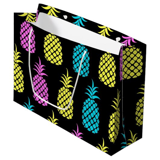 Pineappelpatroon Groot Cadeauzakje (Voorkant Gekanteld)