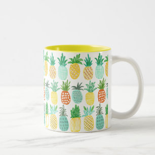 Pineappelpatroon in de zomer - Geel en groen Tweekleurige Koffiemok