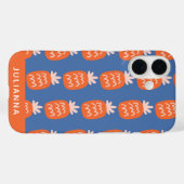 Pineappelpatroon in Oranje blauw, aangepast Case-Mate iPhone Case (Achterkant (horizontaal))