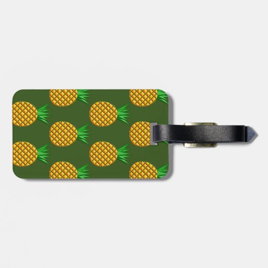 Pineappelpatroon op groene achtergrond bagagelabel (Achterkant horizontaal)
