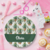 Pineappelpatroon op wit papieren bordje (Feest)