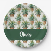 Pineappelpatroon op wit papieren bordje (Voorkant)