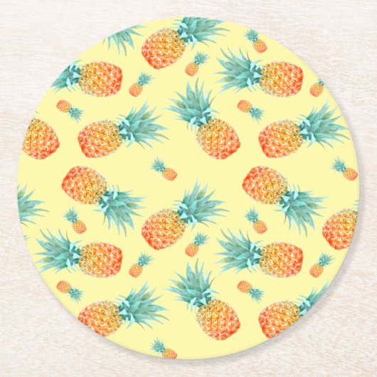 Pineappelpatroon Ronde Kartonnen Onderzetter (Voorkant)