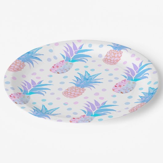 Pineappelschilders, tropisch luiers papieren bordje (Gekanteld)