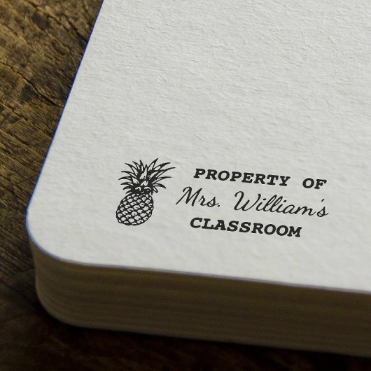 Pineapple - Aangepaste leraar naam Boek Classroom Rubberstempel