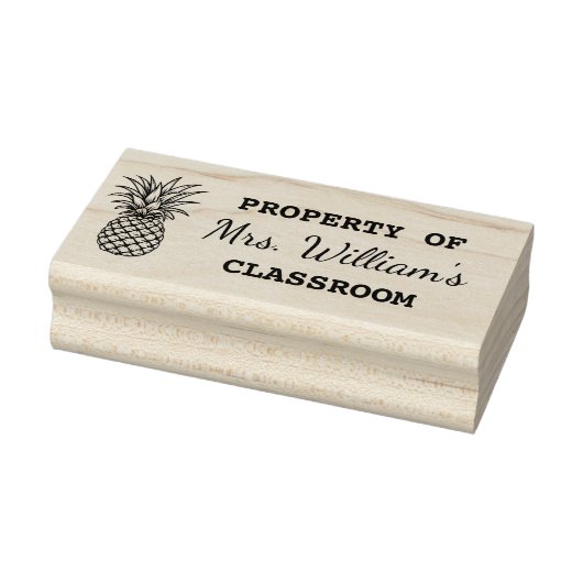 Pineapple - Aangepaste leraar naam Boek Classroom Rubberstempel (Stempel)