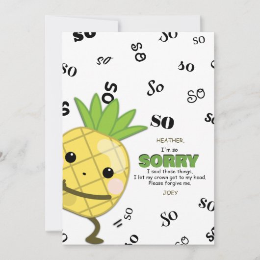 Pineapple Apology Kaart (Voorkant)