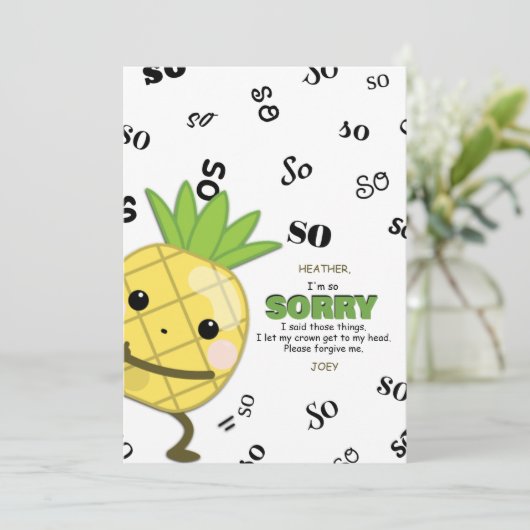 Pineapple Apology Kaart (Staand voorkant)