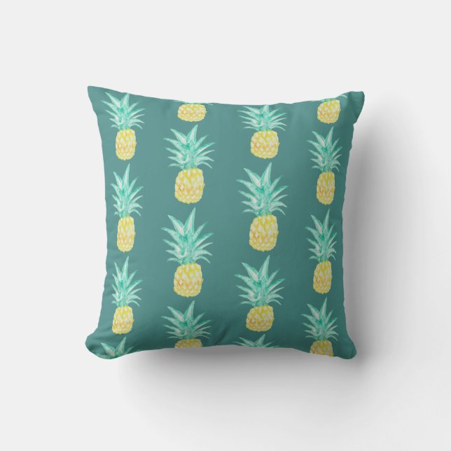 Pineapple Art Turquoise Pattern Pillow Kussen (Voorkant)